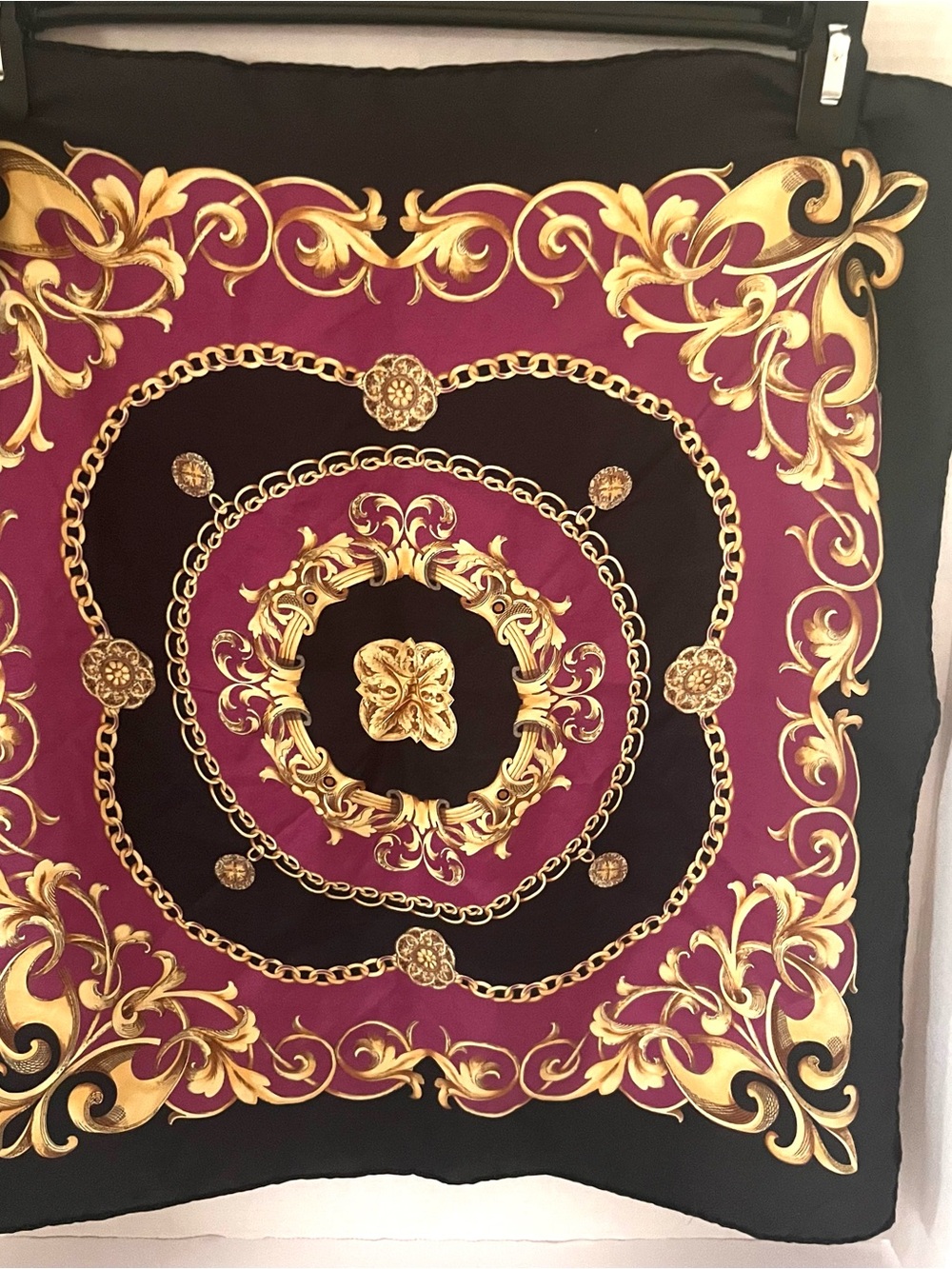 Baroque Chain Print Scarf in Magenta and Black Unbranded Mob Wife